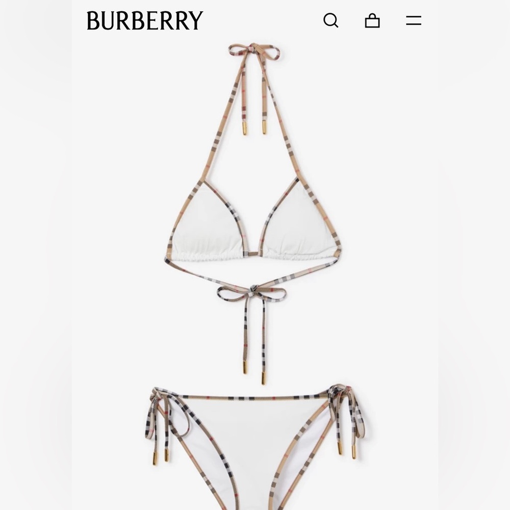 Authentic Check Detail Stretch Nylon Triangle Bikini